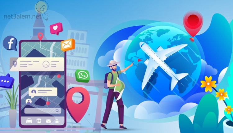 التسويق السياحي Tourism marketing؛ أفضل 7 طرق ترويجية 2 أهمية التسويق السياحي صورة لخلفية زرقاء يوجد بها طائرة ورجل