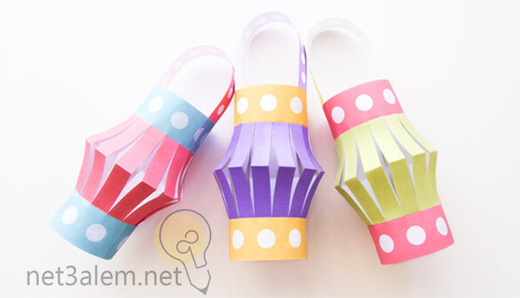 صناعة فوانيس رمضان في المنزل، أهم 7 طرق تساعدك على تنفيذها 3 صنع فانوس رمضان بالورق: صورة ثلاث فوانيس مصنوعة من الورق