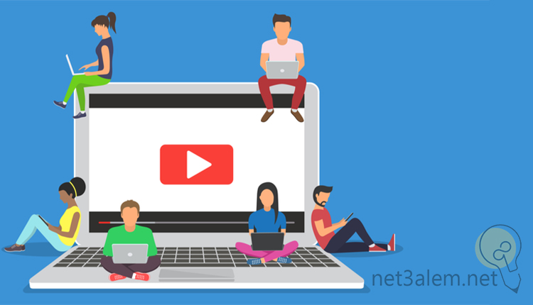 أسرار سيو اليوتيوب، أبرز 6 أدوات تساعدك على فهم Youtube seo بالشكل الصحيح 2 فوائد سيو اليوتيوب: صورة كارتونية للاب توب يجلس عليه بنات وشباب ويحمل كلًا منهم لاب توب في يده