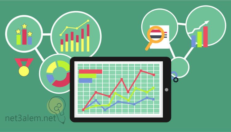 قواعد السيو seo الذهبية؛ إليك أبرز 3 خطوات لتطبيقها بسهولة 3 دراسة أداء البحث وسلوك المستخدم: صورة شاشة لاب توب بداخلها مؤشرات وصورة أداة البحث ورسوم بيانية