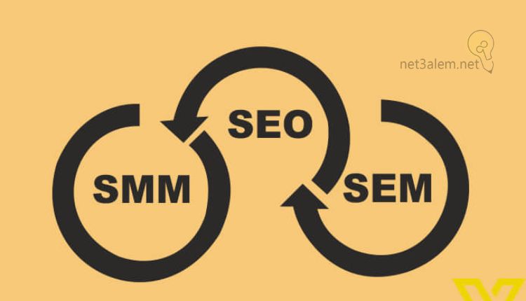 الفرق بين seo و sem؛ إليك أبرز 4 عناصر توضح الاختلاف بينهما 3 الفرق بين sem و seo و smm: صورة مخطط سهمي دائري مكتوب به sem و seo و smm