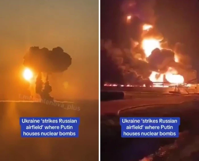 شاهد.. لحظة قصف أوكرانيا لقاعدة جوية روسية بها قاذفات قنابل نووية وأسلحة فتاكة 4 شاهد.. لحظة قصف أوكرانيا لقاعدة جوية روسية بها قاذفات قنابل نووية وأسلحة فتاكة