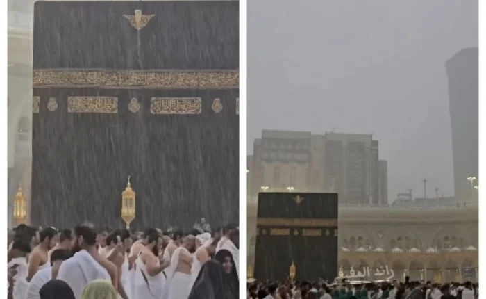 شاهد.. هطول أمطار غزيرة على الحرم المكي . صحيفة المرصد