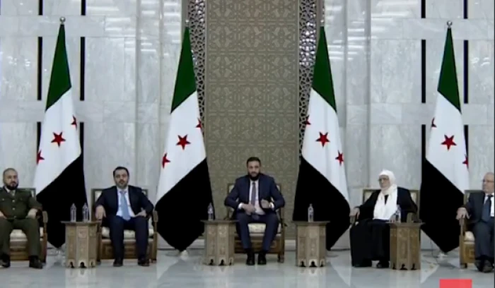 كلمة الرئيس السوري أحمد الشرع بمناسبة ⁧‫عيد الفطر‬⁩ في قصر الشعب بالعاصمة ⁧‫دمشق‬⁩ . صحيفة المرصد