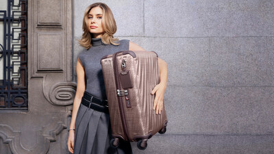 Xenia Adonts with our 19 Degree Lite International 3 Wheeled Carry-On.